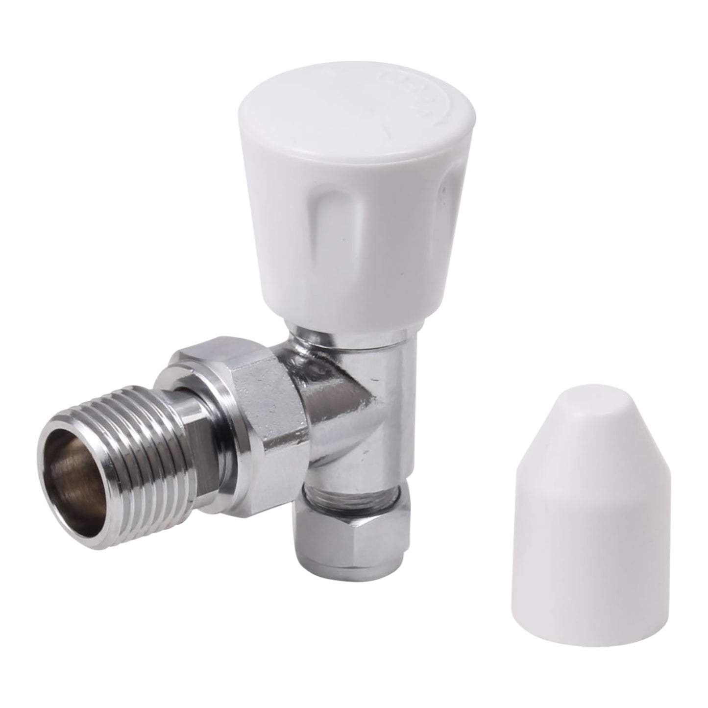 Chrome 15mm x 1/2" Angled Radiator Valves with Caps Pack of 10
