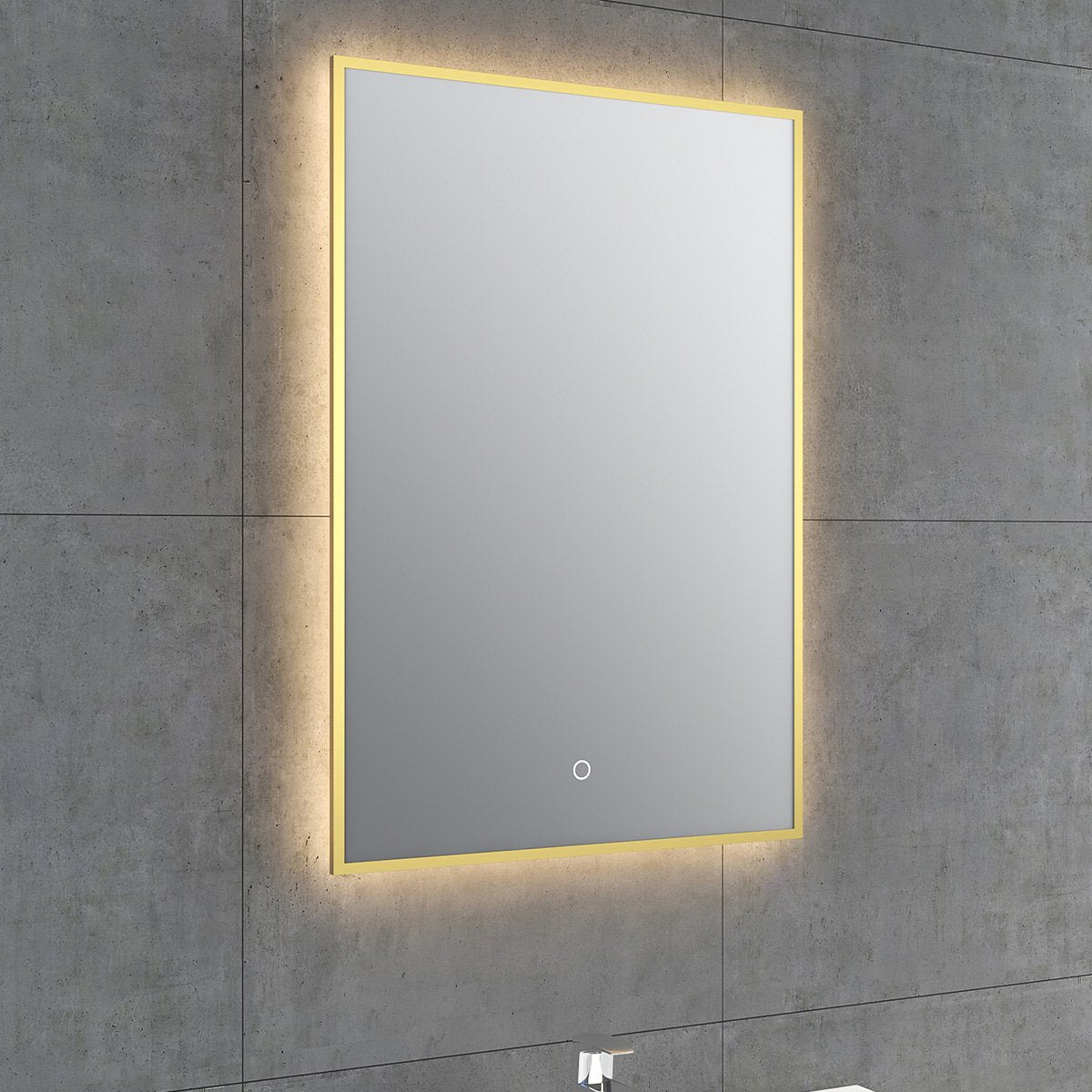 Rione Rectangular Gold Backlit LED Mirror 450x725mm