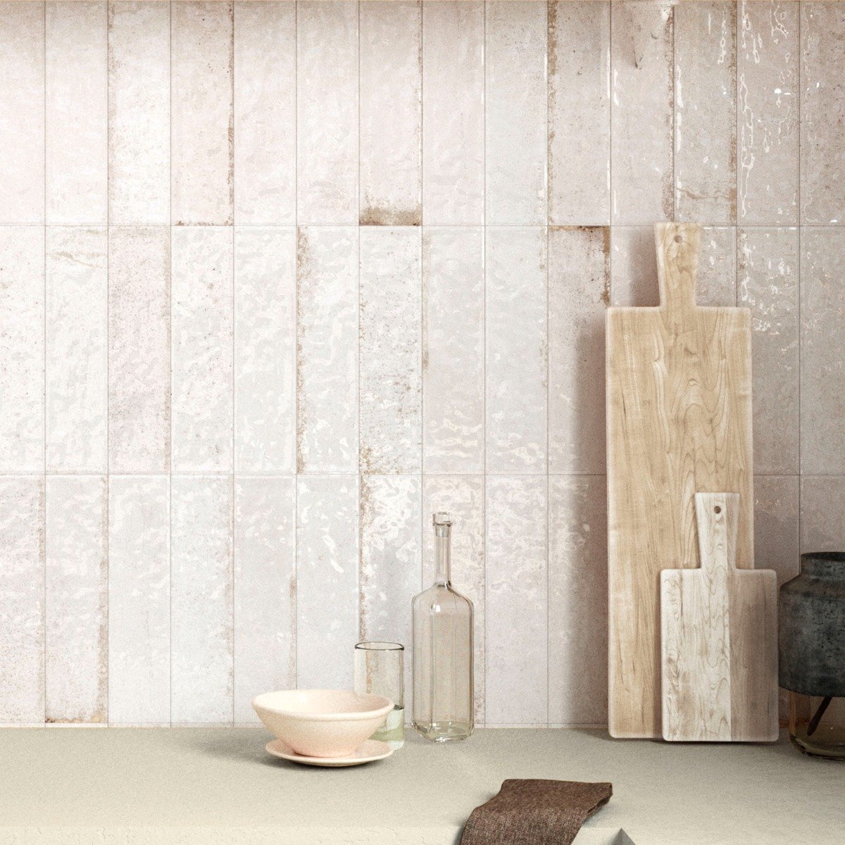 Bergamo White Porcelain Brick Tile 75x300mm