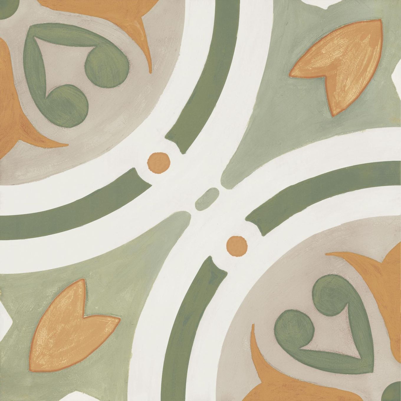 Acropolis Green Matt Porcelain Patterned Tile 223x223mm