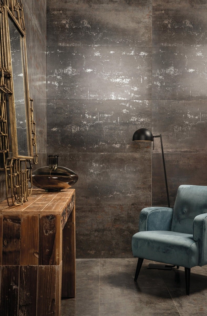 Metallon Steel Semi-Polished Metallic Porcelain Tiles 600x1200mm