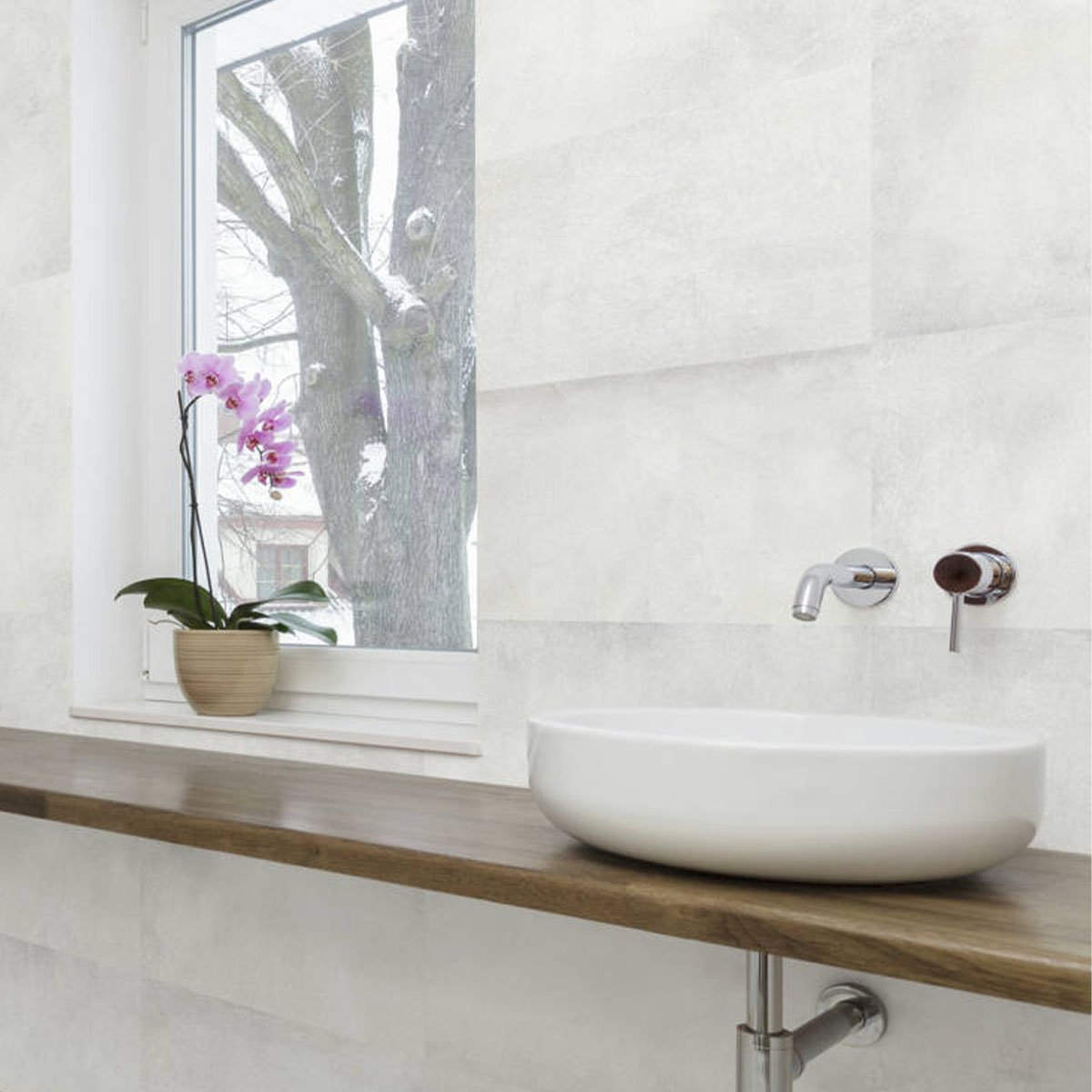Lancer Blanco Concrete Effect Matt Ceramic Tile 300x900mm