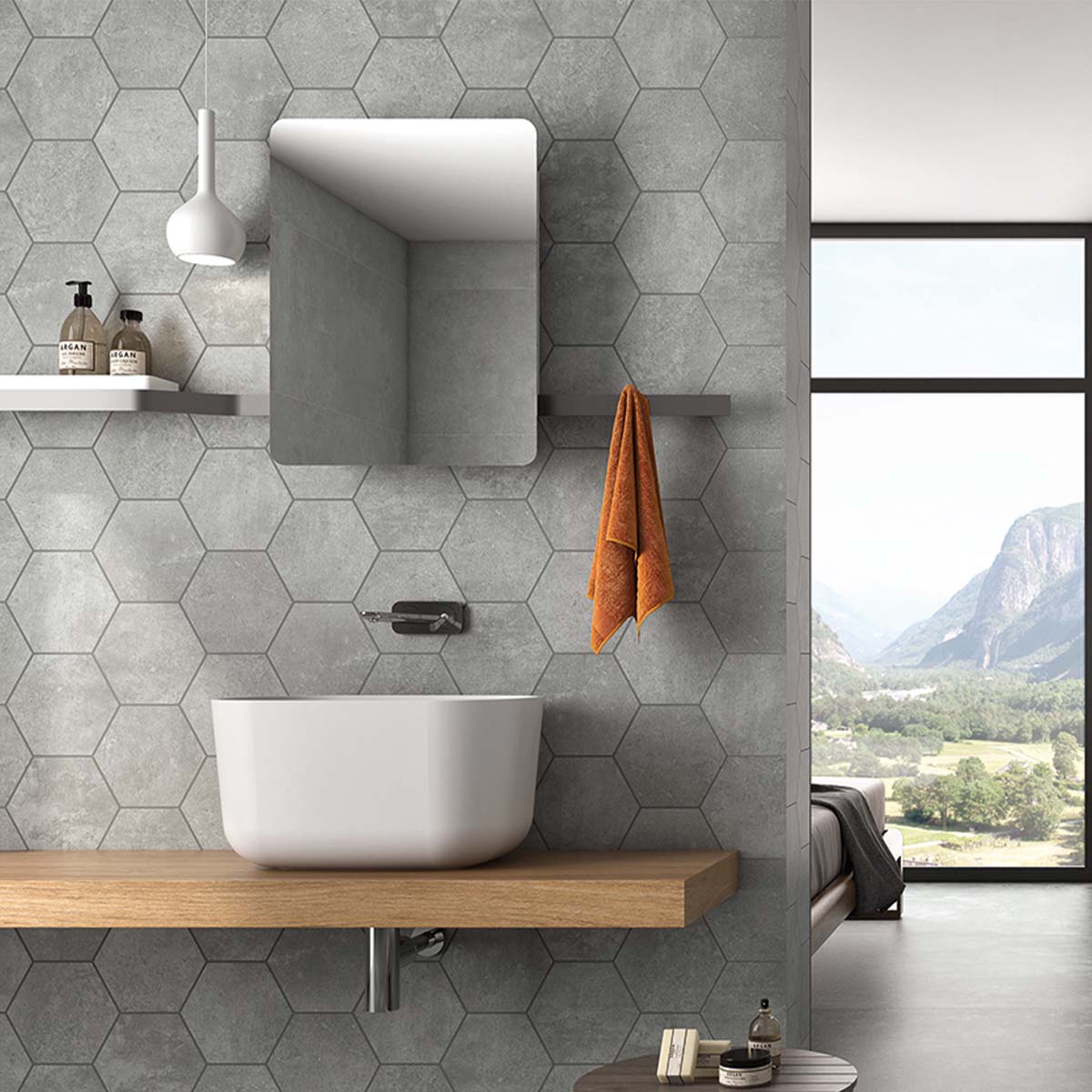 Gandi Concrete Gris Hexagon Matt Porcelain Tile 250x290mm