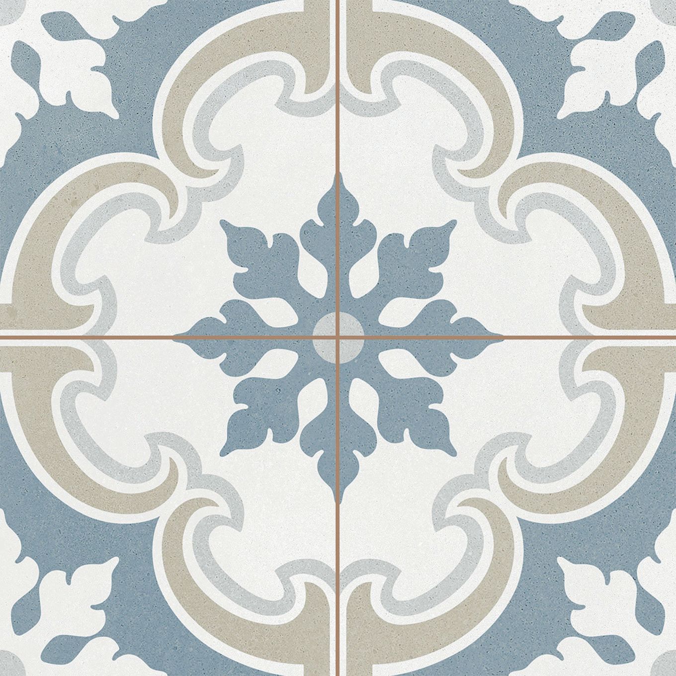 Palma Blue Patterned Matt Ceramic Tile 450x450mm