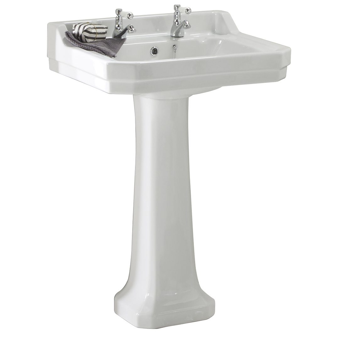 Elegant Haven Dunbar 610mm 1 Tap Hole Basin And Pedestal 42421-