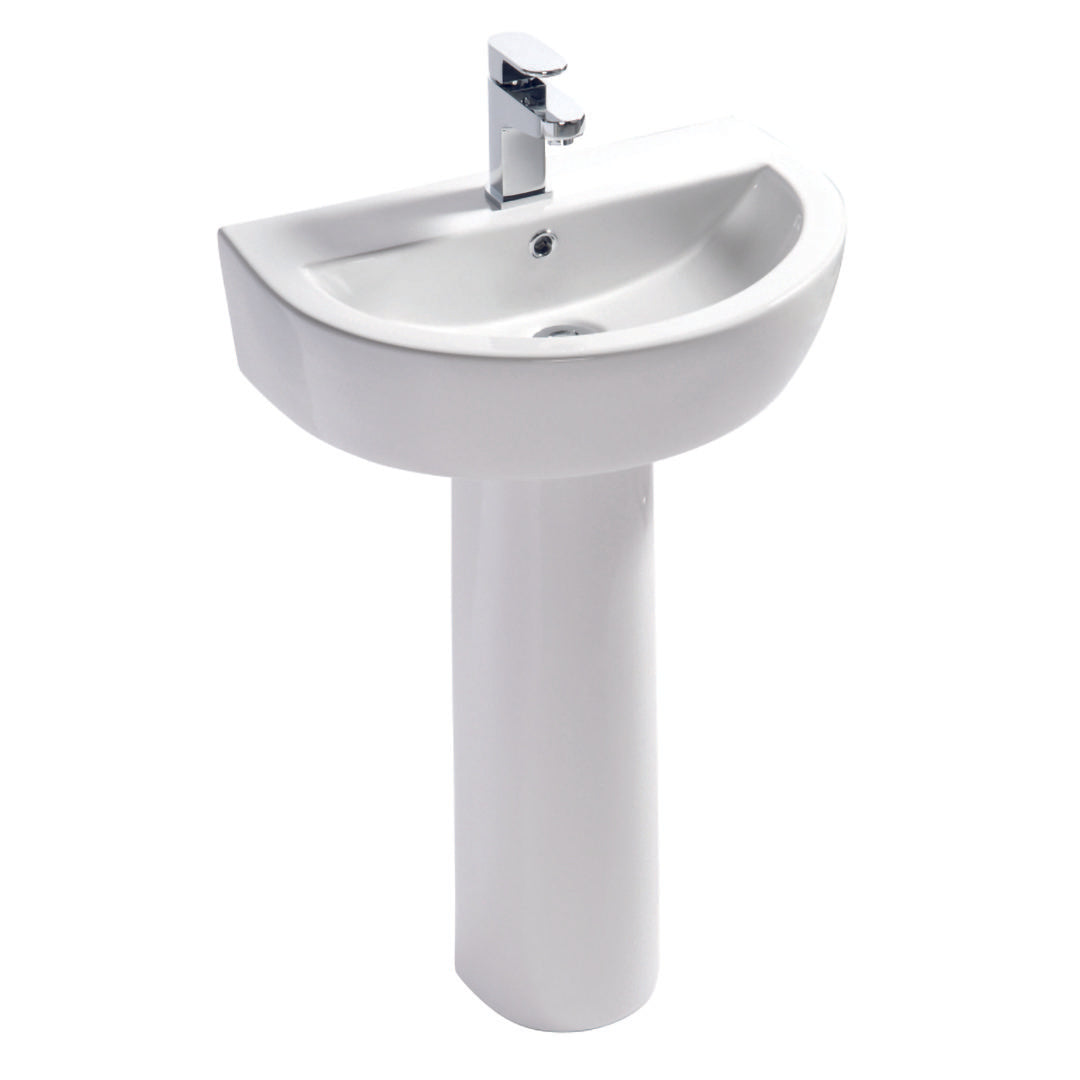 Elegant Haven Jura 565mm 1 Tap Hole Basin And Pedestal 43421-