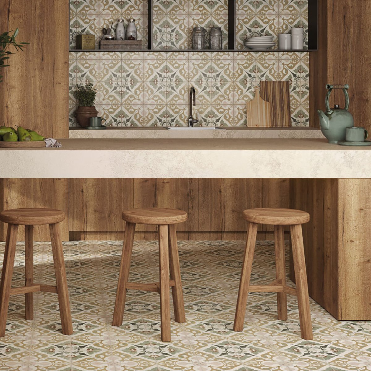 Rome Clay Matt Porcelain Patterned Tile 223x223mm