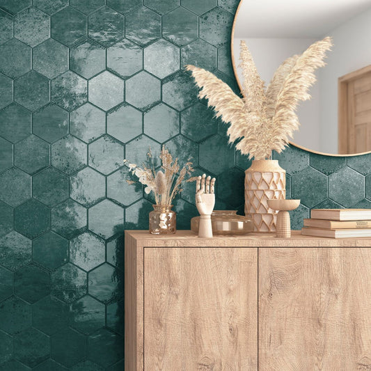 Bergamo Blue Porcelain Hexagon Tile 150x130mm