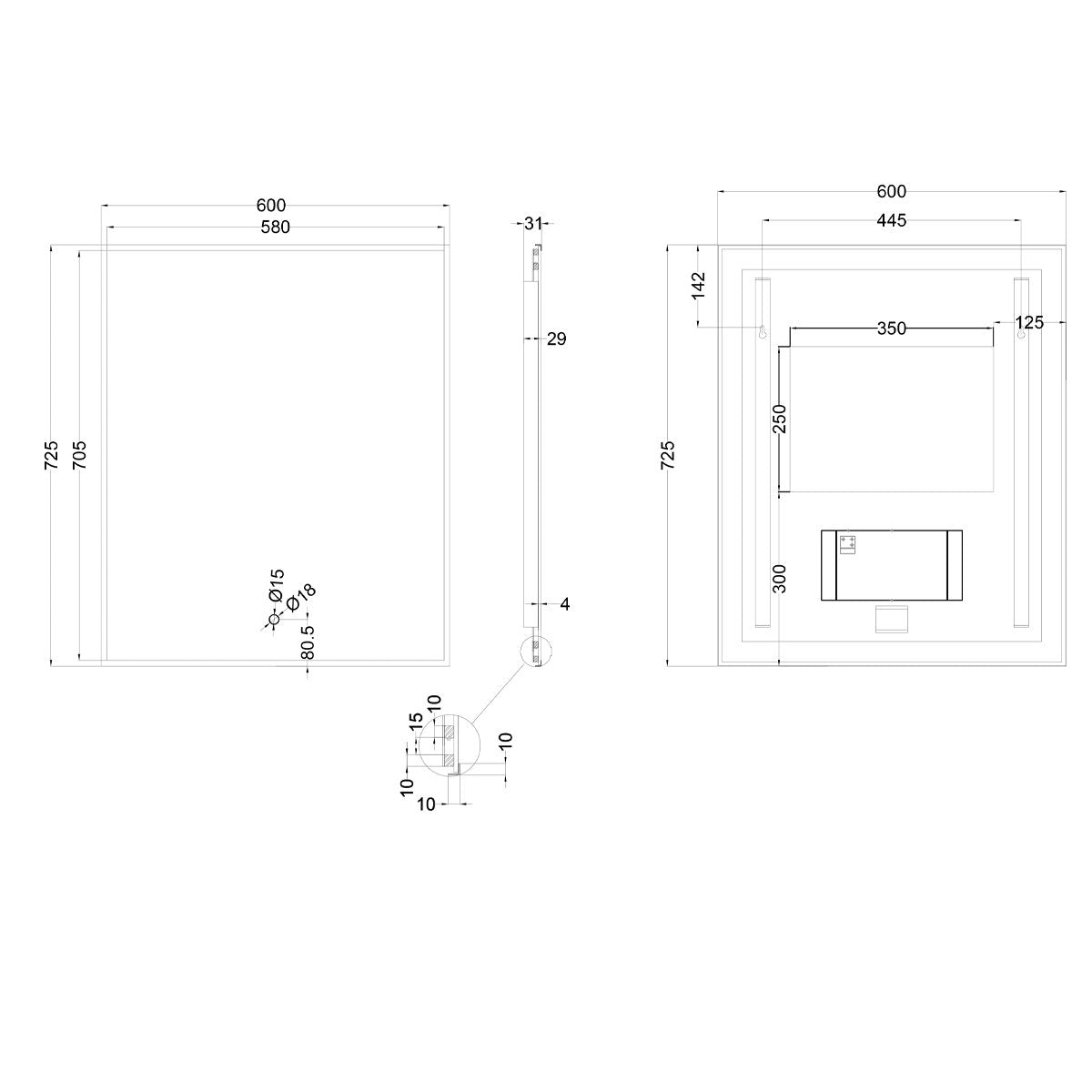 Rione Rectangular Gold Backlit LED Mirror 600x725mm