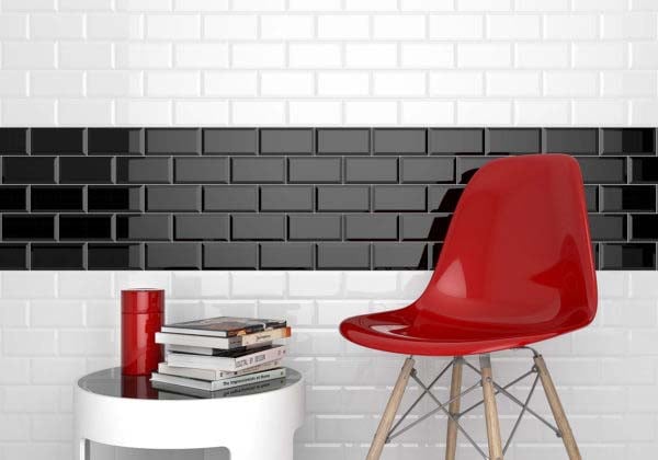 Metro Black Ceramic Brick Tile 100x200mm