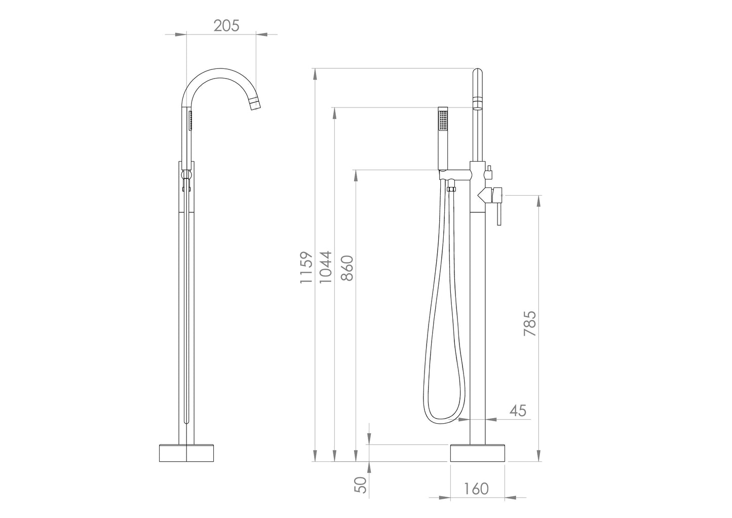 Saneux COS Floor Standing Bath Shower Mixer - Various Finishes Available