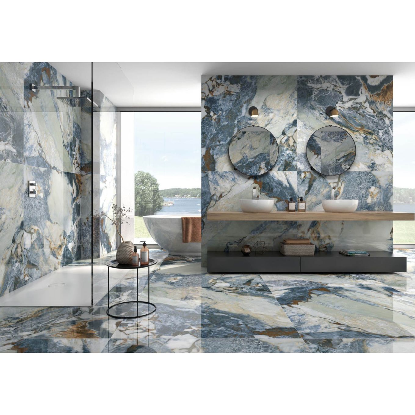 Hansell Blue Super Polished Porcelain Tile 1200x600mm