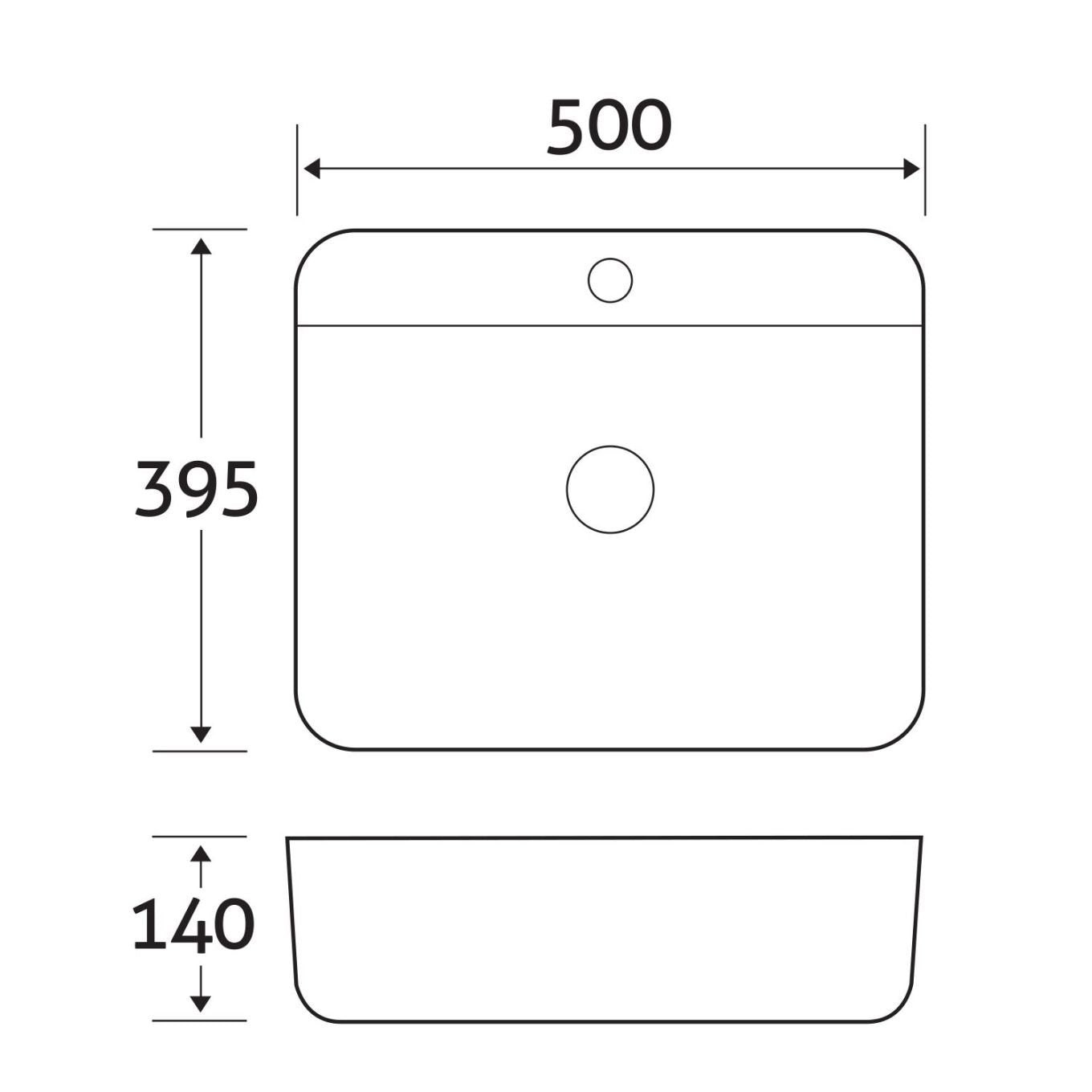 Zue White Rectangle Countertop Basin