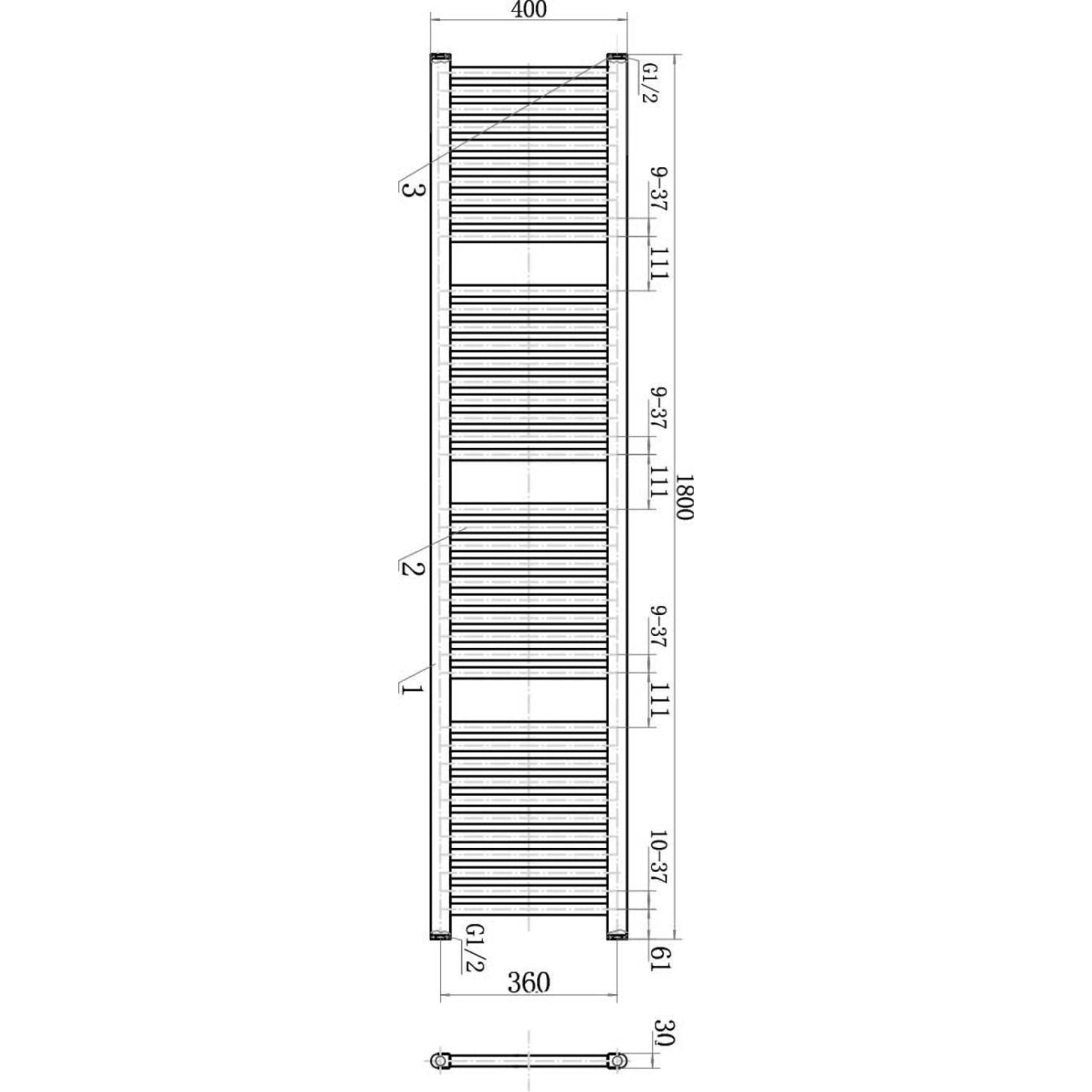 Neptune Brushed Gold Heated Towel Rail 1800x400mm
