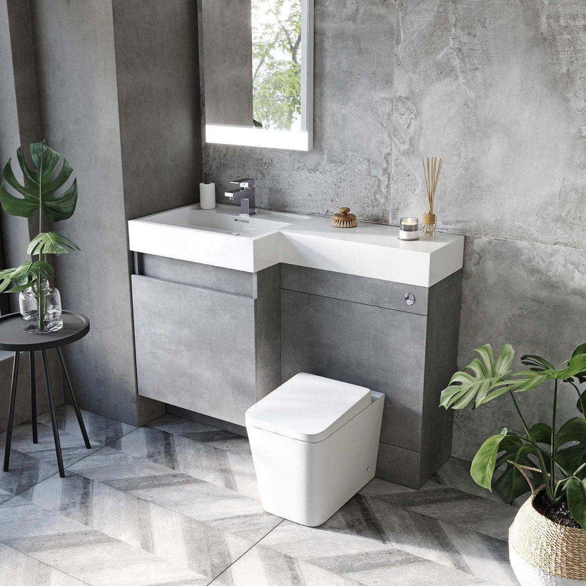Summers Concrete Left Hand Combination Vanity Basin and WC Unit 1200mm