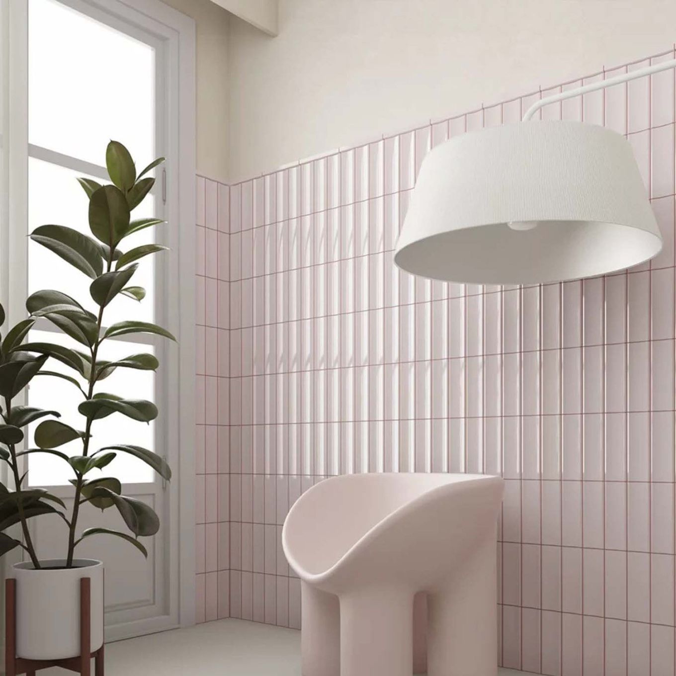 Valencia In Fair Pink Gloss Ceramic Tile 200x65mm