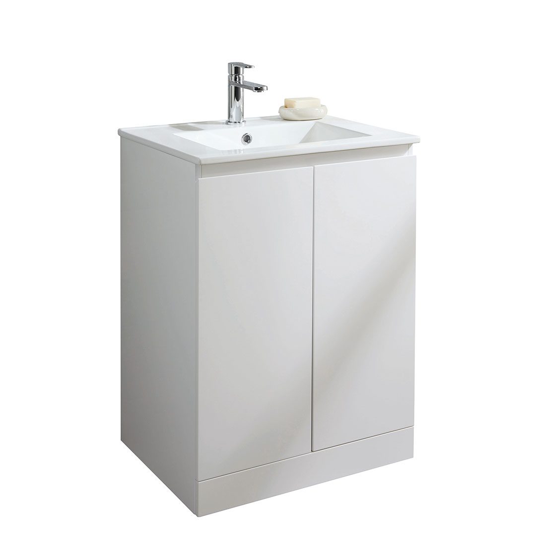Elegant Haven Rothes 600 White Gloss 2 Door Floor Standing Unit And Basin 50201/