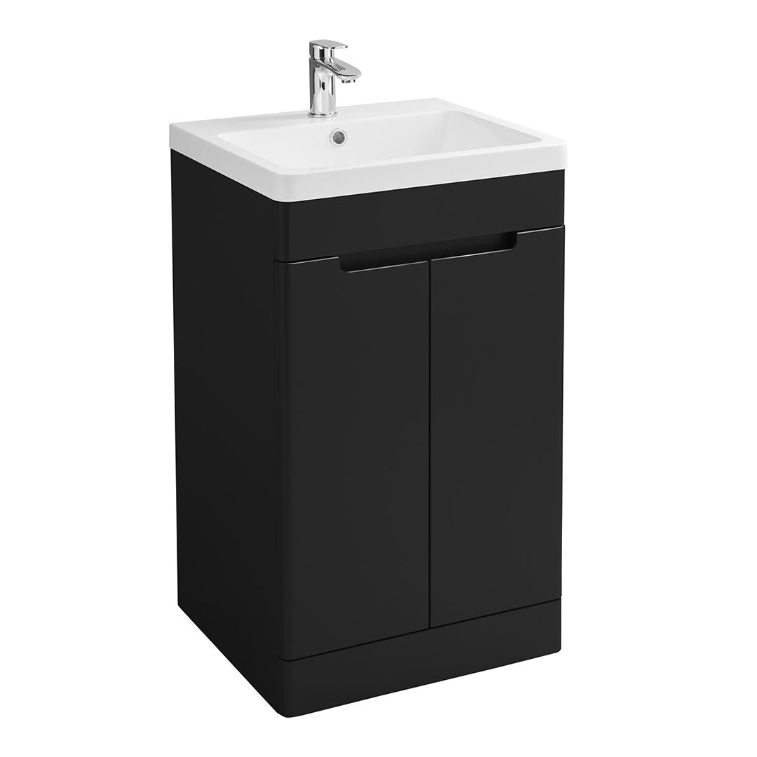Elegant Haven Selkirk 500 Matt Black Floor Standing 2 Door Unit And Basin 53002-53000/5