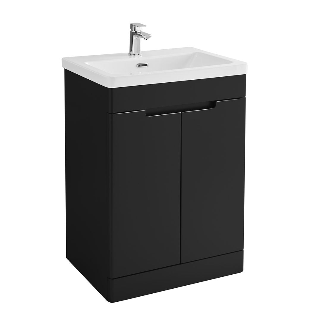 Elegant Haven Selkirk 600 Matt Black Floor Standing 2 Door Unit And Basin 53102-53100/5