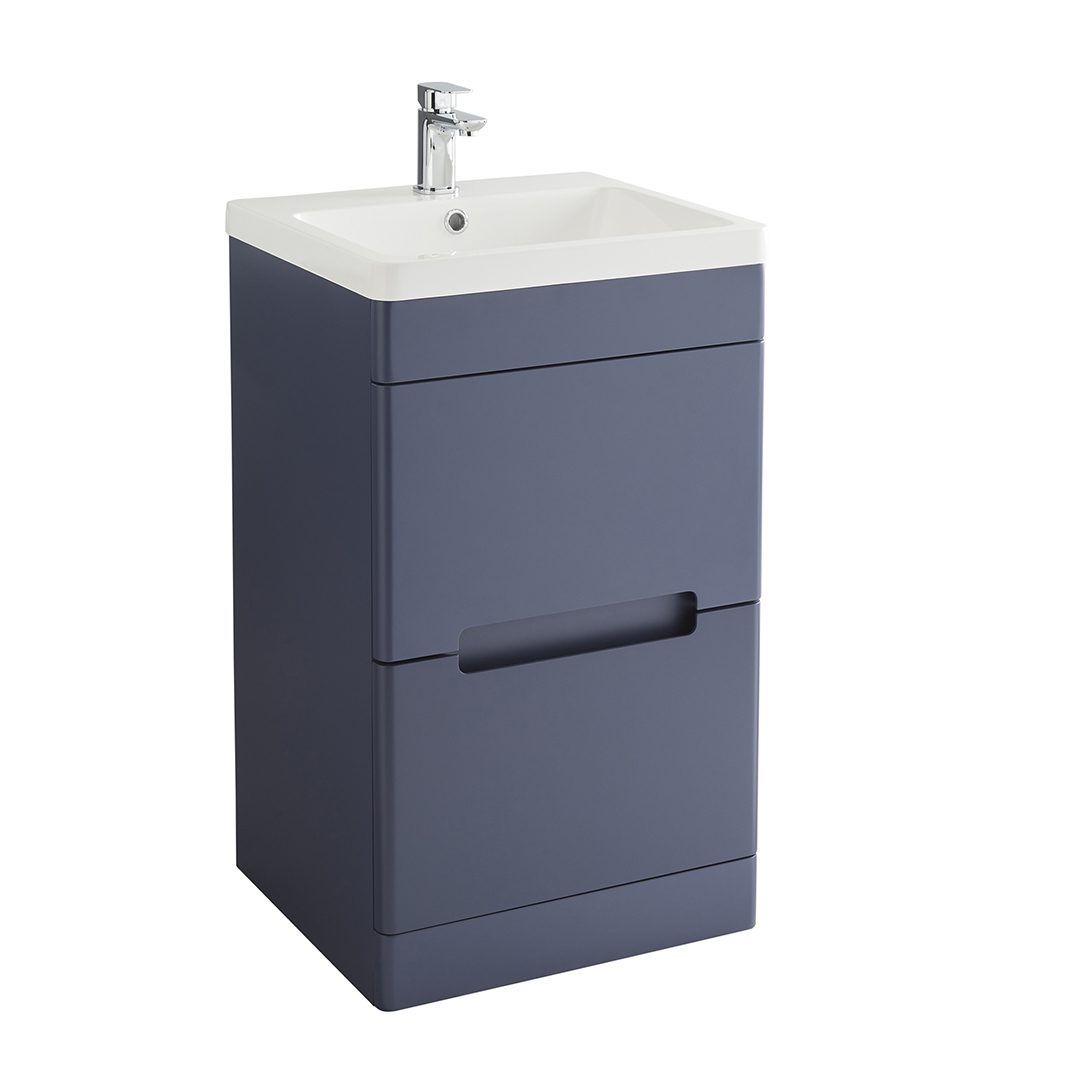 Elegant Haven Selkirk 500 Loch Blue Floor Standing 2 Drawer Unit And Basin 53303-53000/5