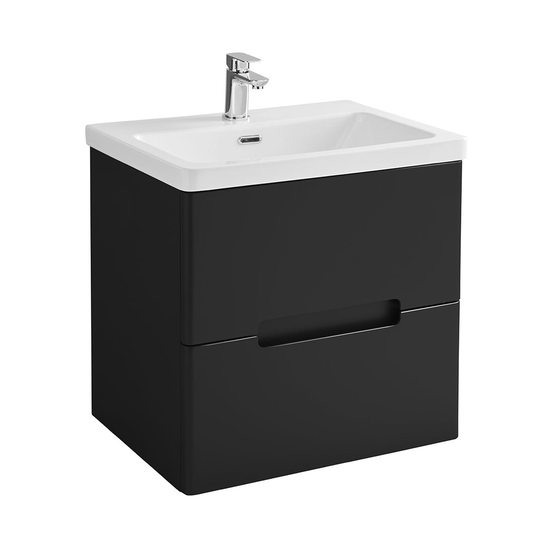 Elegant Haven Selkirk 600 Matt Grey Wall Mounted 2 Drawer Unit And Basin 53402-53100/5