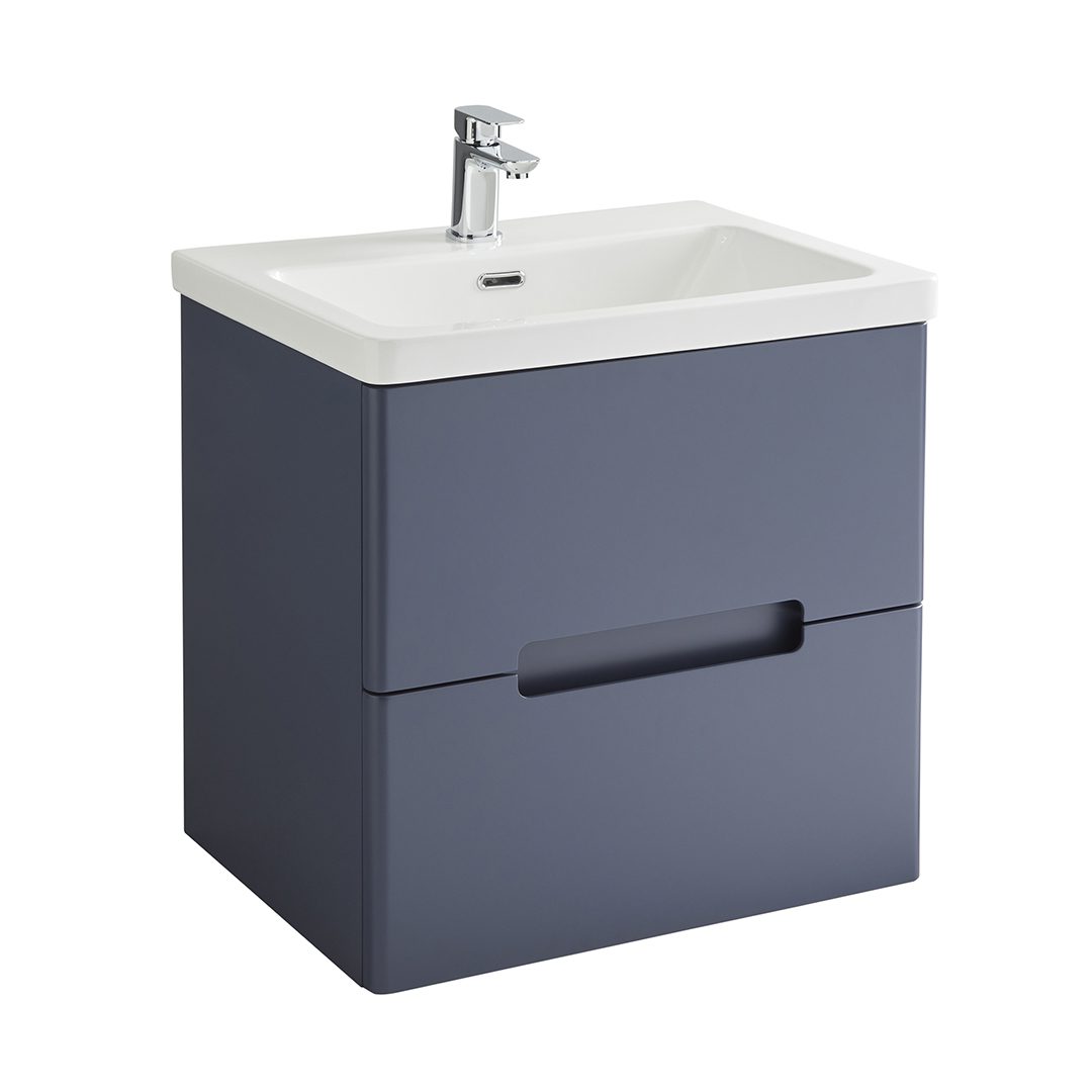 Elegant Haven Selkirk 600 Loch Blue Wall Mounted 2 Drawer Unit And Basin 53403-53100/5