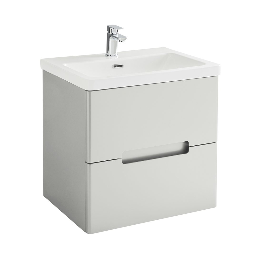 Elegant Haven Selkirk 600 Matt Grey Wall Mounted 2 Drawer Unit And Basin 53407-53100/5