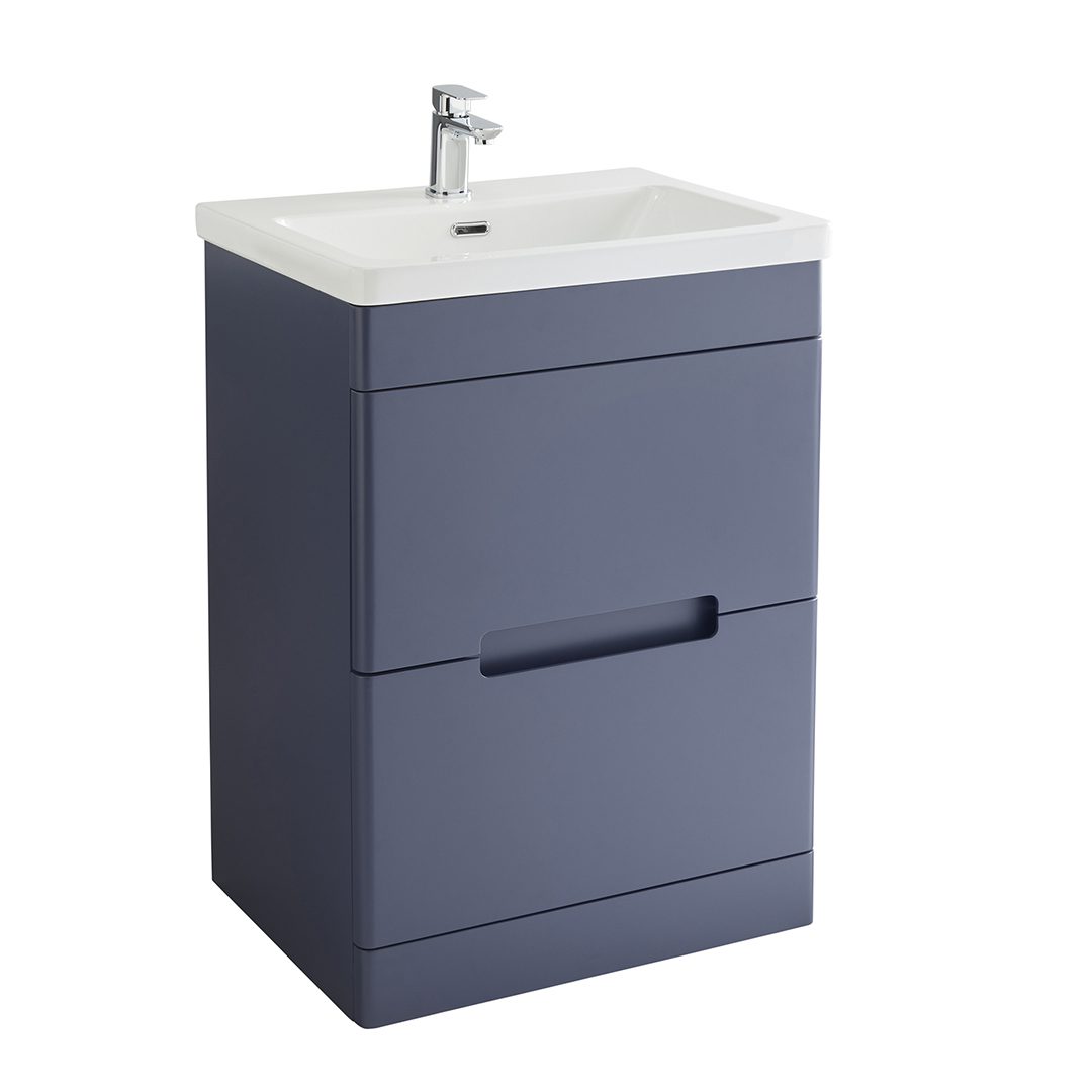 Elegant Haven Selkirk 600 Loch Blue Floor Standing 2 Drawer Unit And Basin 53503-53100/5