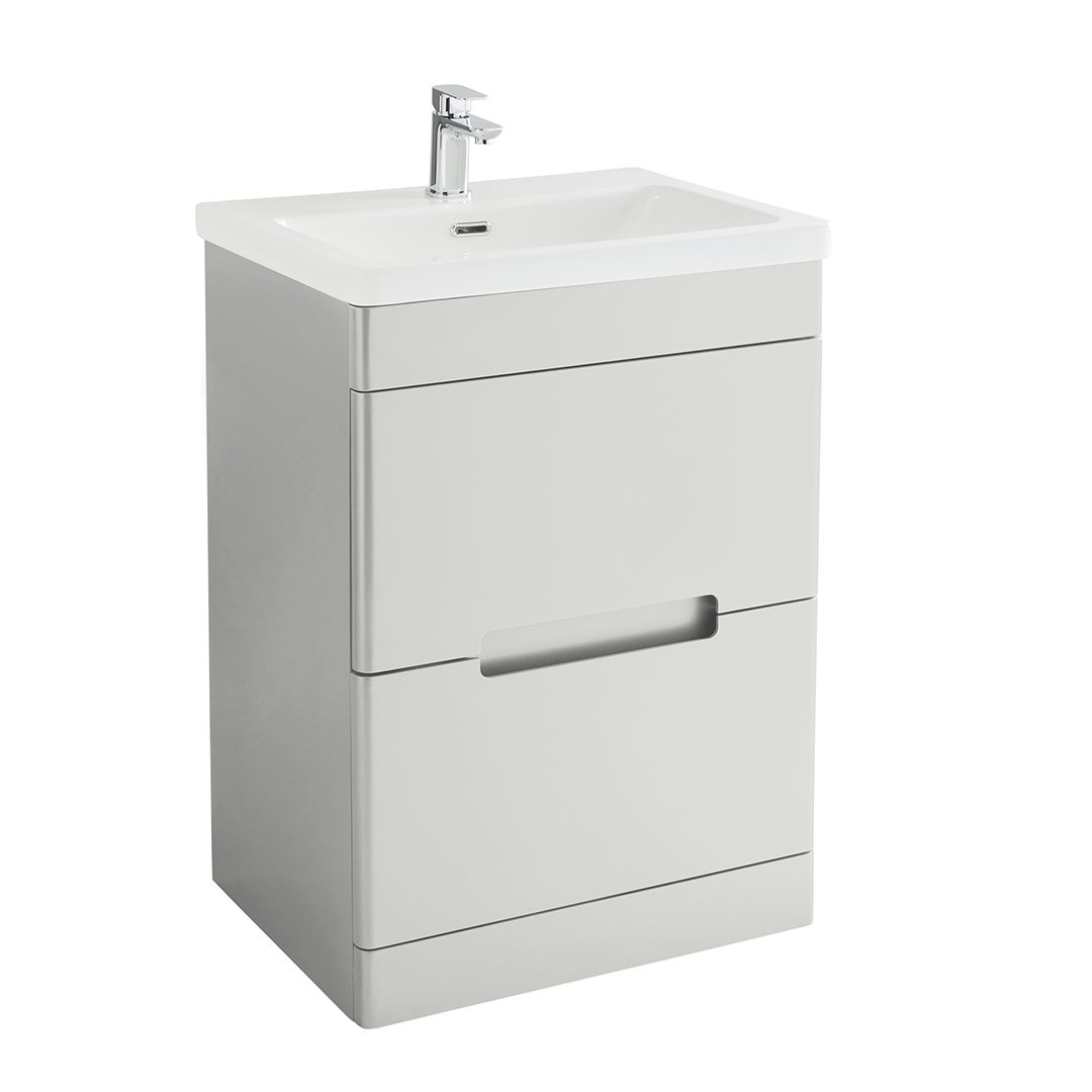 Elegant Haven Selkirk 600 Matt Grey Floor Standing 2 Drawer Unit And Basin 53507-53100/5