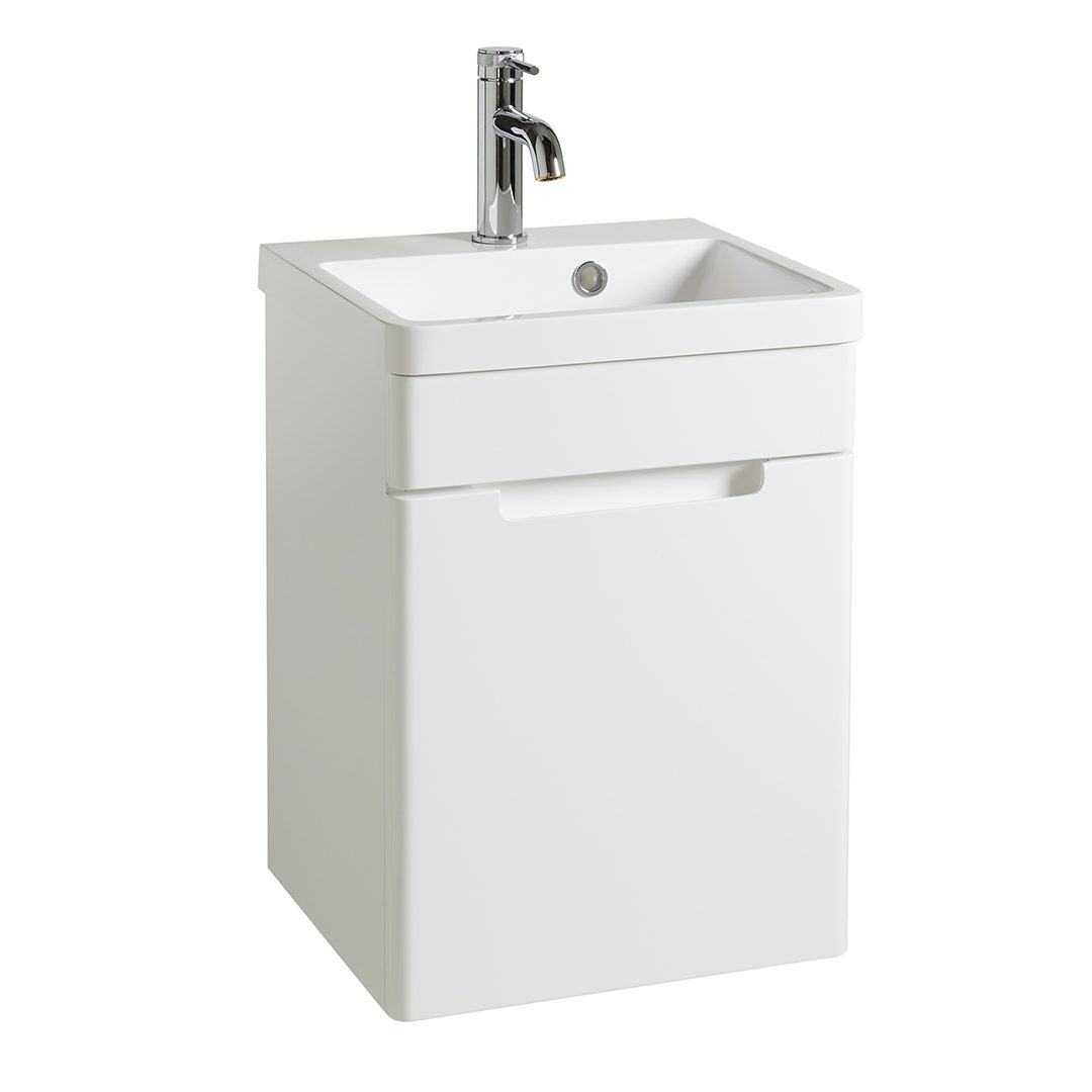 Elegant Haven Selkirk 400 Gloss White Wall Mounted 1 Door Unit And Basin 53711-