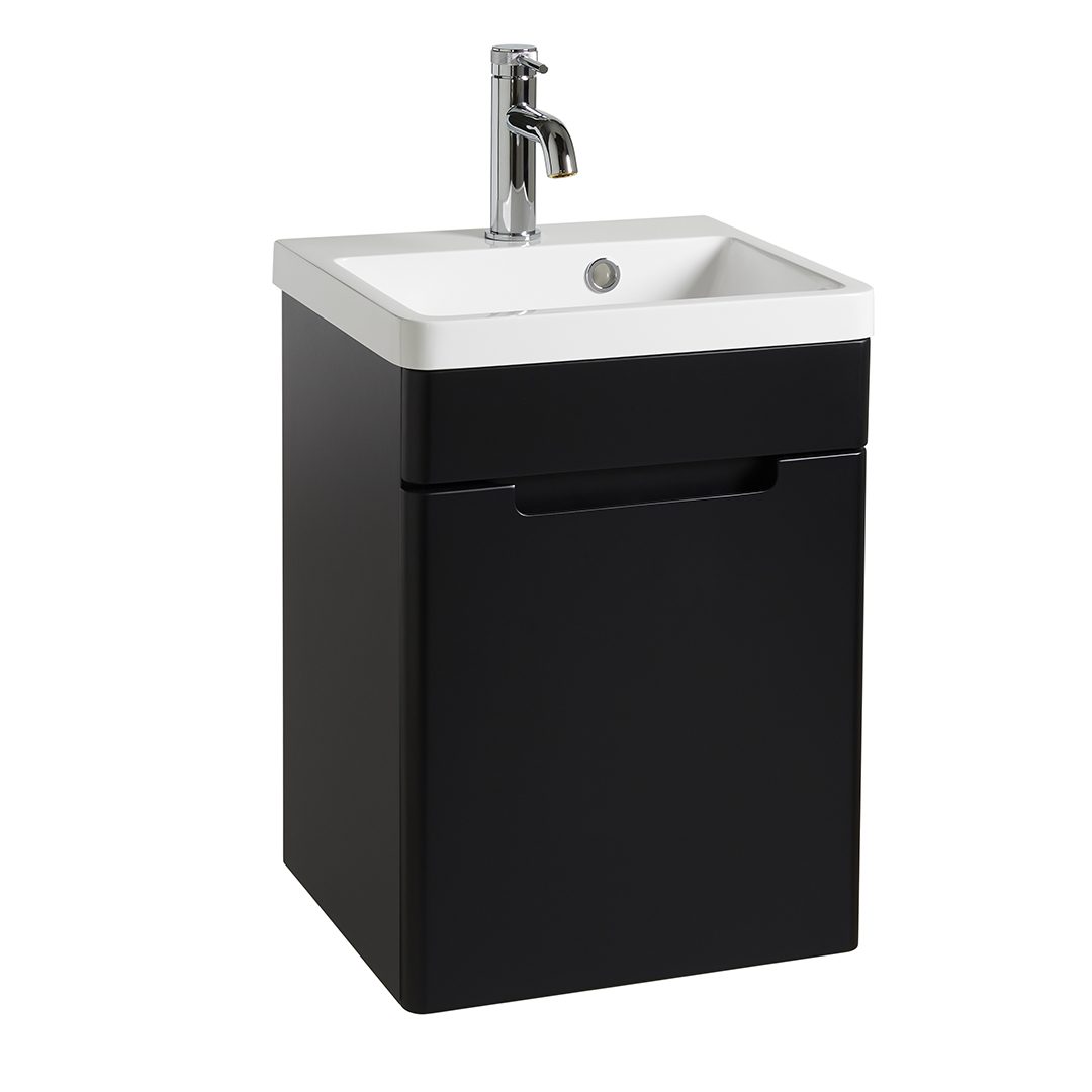 Elegant Haven Selkirk 400 Matt Black Wall Mounted 1 Door Unit And Basin 53712-