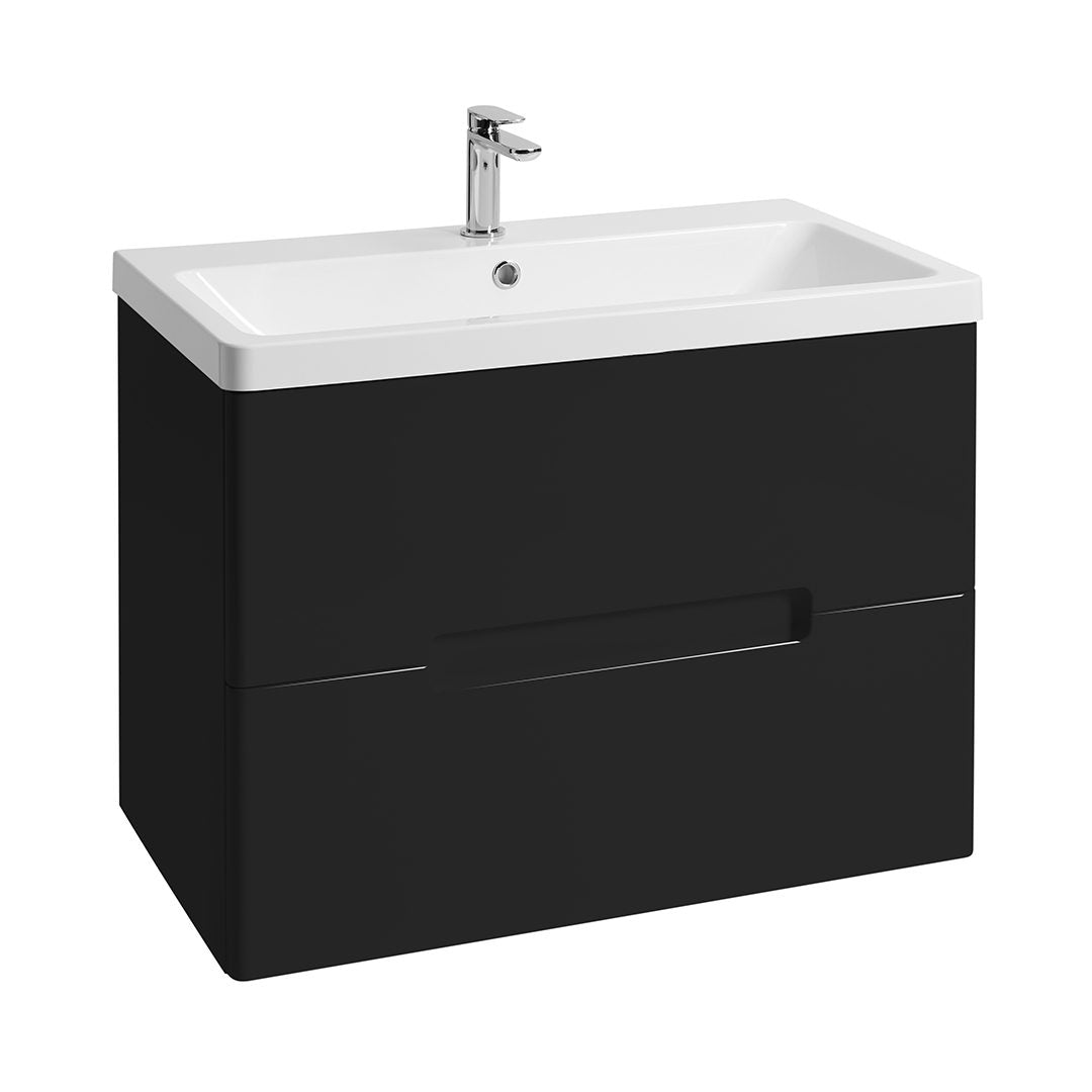 Elegant Haven Selkirk 800 Matt Black Wall Mounted 2 Drawer Unit And Basin 54202-