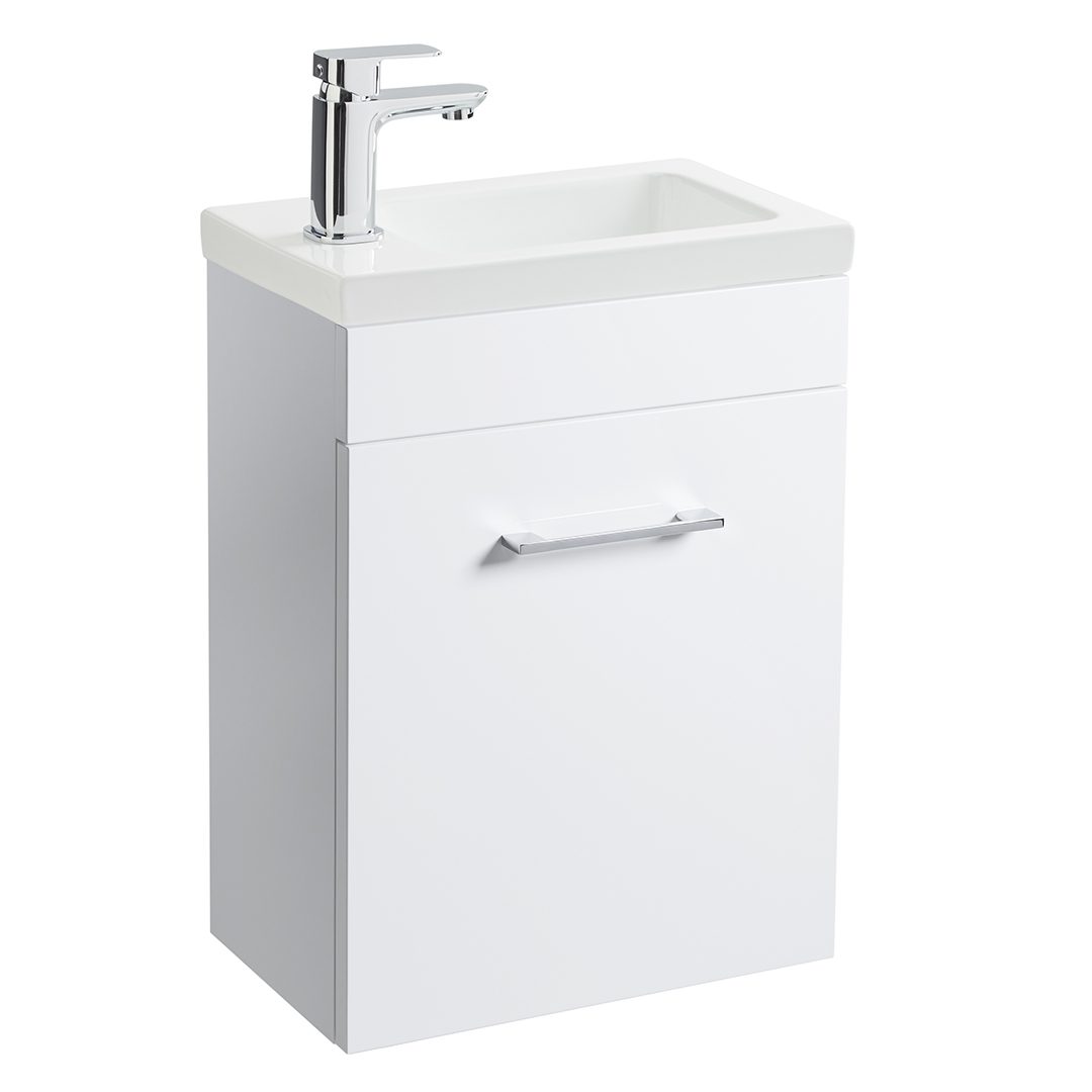 Elegant Haven Lomond 400 Wall Mounted Gloss White Slim Unit And Armastone Basin 57011-