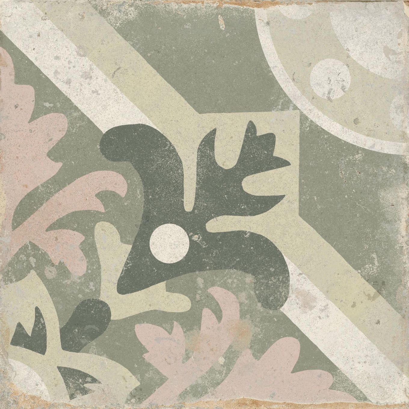 Rome Sage Matt Porcelain Patterned Tile 223x223mm