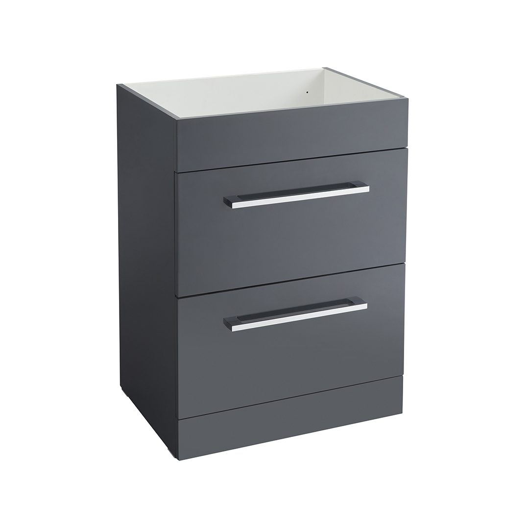 Elegant Haven Lomond 600 Floor Standing 2 Drawer Gloss Anthracite Unit
