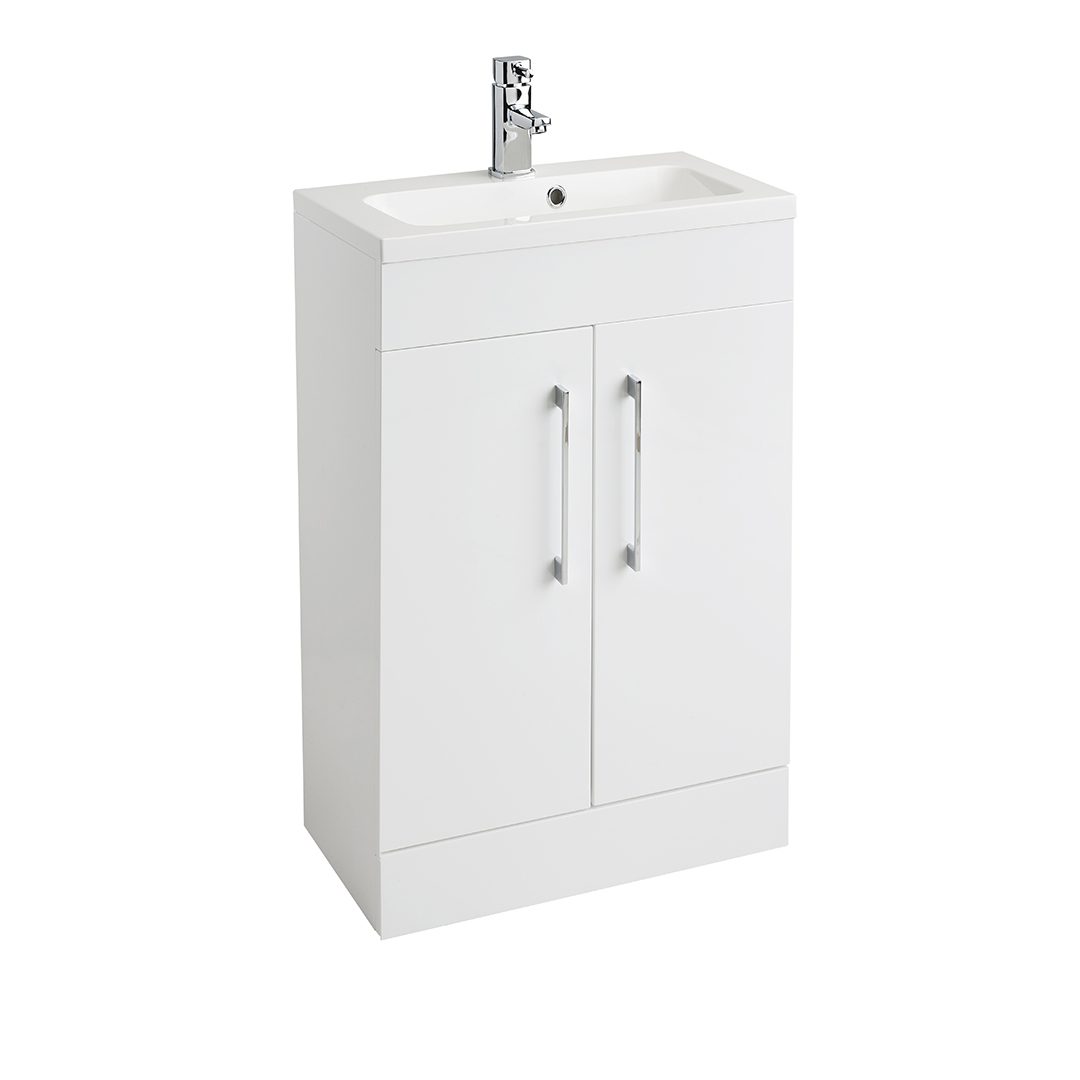 Elegant Haven Lomond 500 Floor Standing Gloss White Slim Unit And Armastone Basin 58701s-5