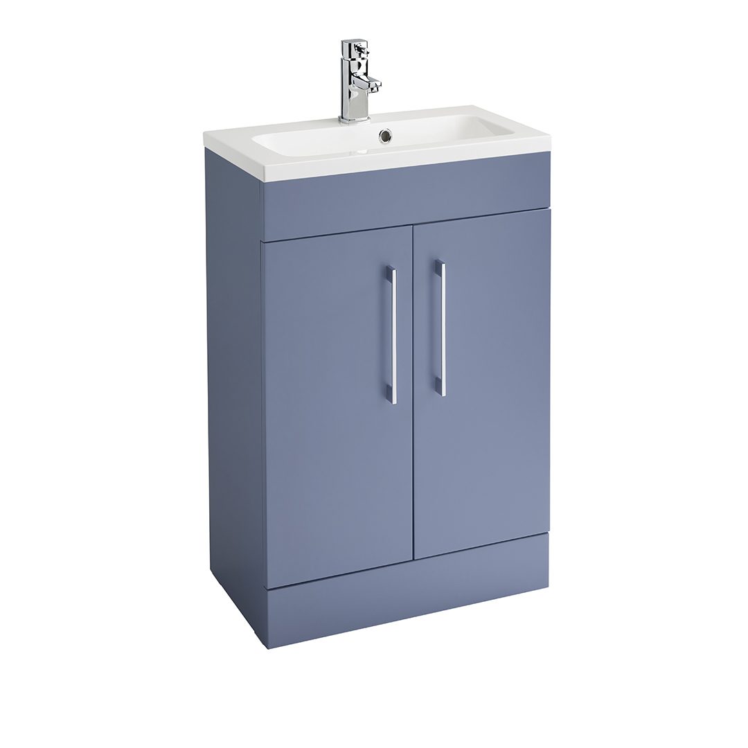 Elegant Haven Lomond 500 Floor Standing Storm Blue Slim Unit And Armastone Basin 58703s-5