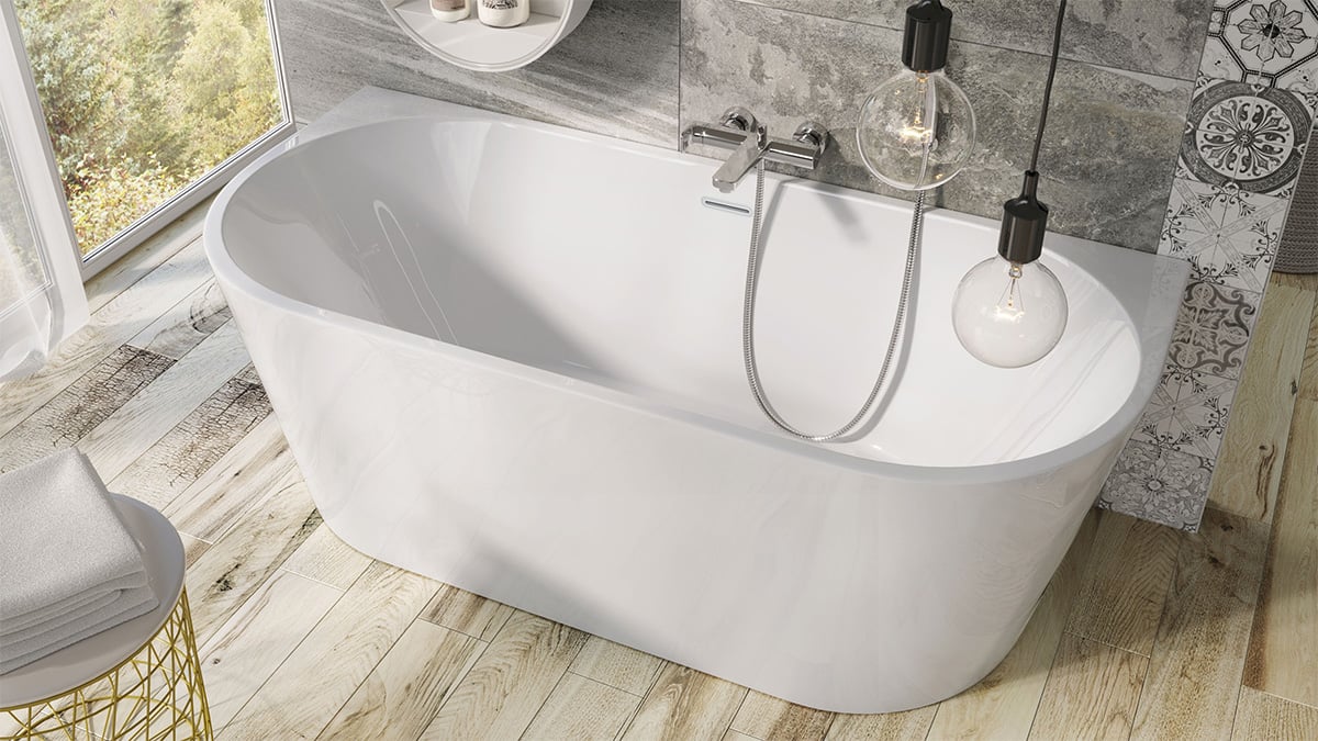 Ellwood Freestanding Back to Wall Acrylic Bath 1800x800mm