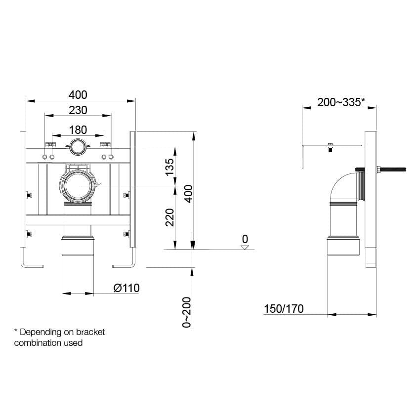 400mm Wall Hung Mounting Frame for WC Pans & Bidets