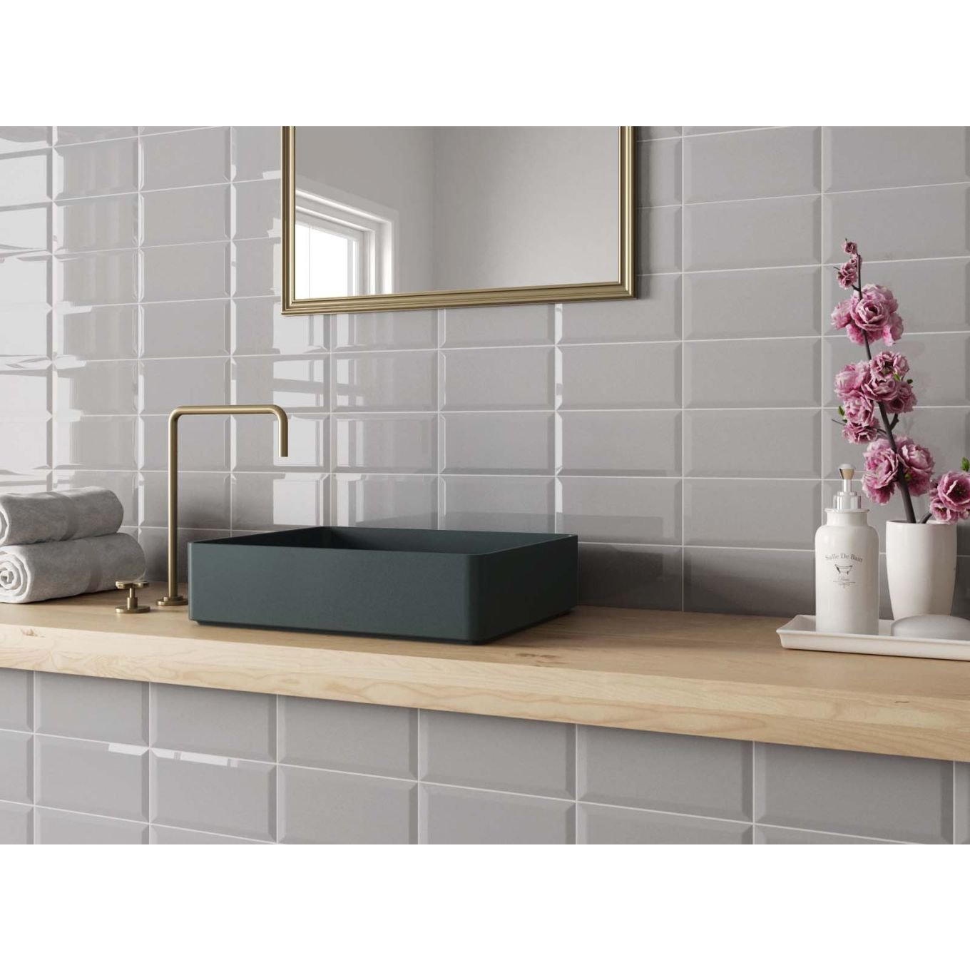 Metro Light Grey Ceramic Brick Tile 100x200mm