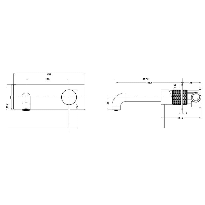 Moray Nickel Knurled Wall Mounted Basin Tap