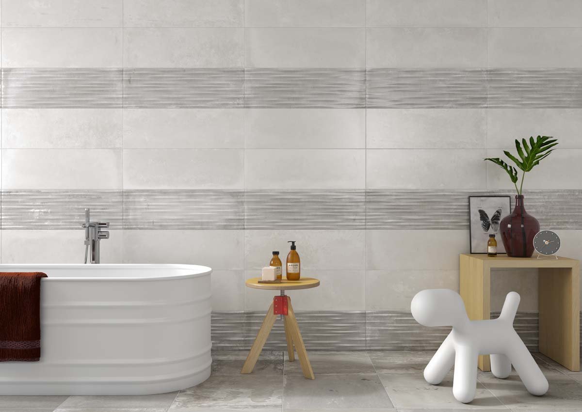 Fabrika White Cloud Plain Ceramic Tile 250x750mm