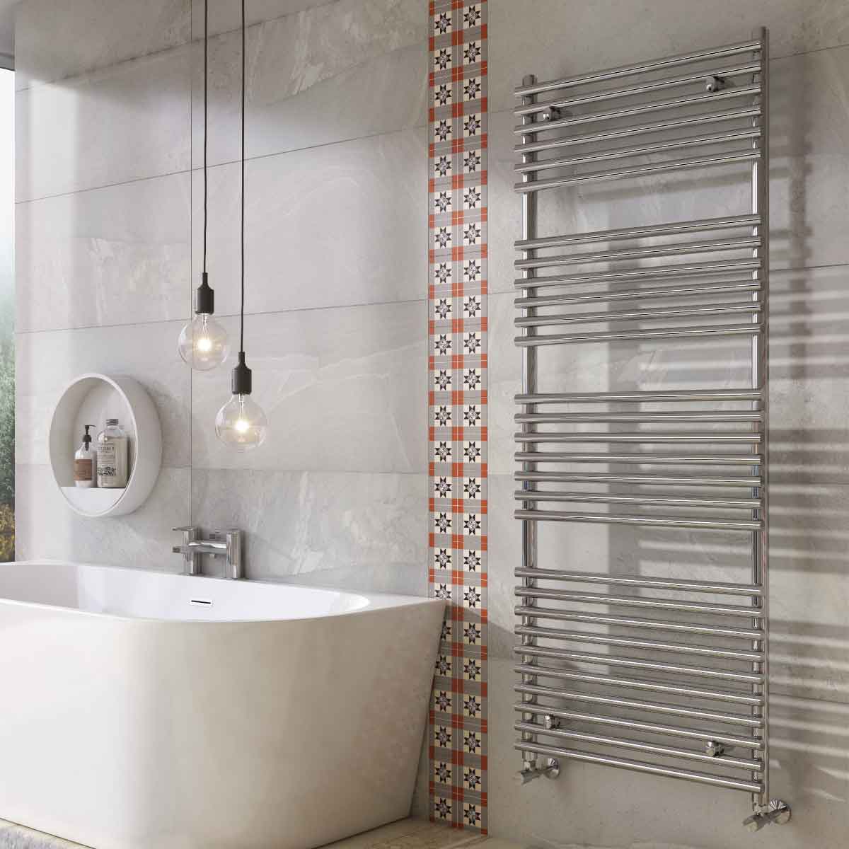 Dutton Chrome Heated Towel Rail 1600x600mm