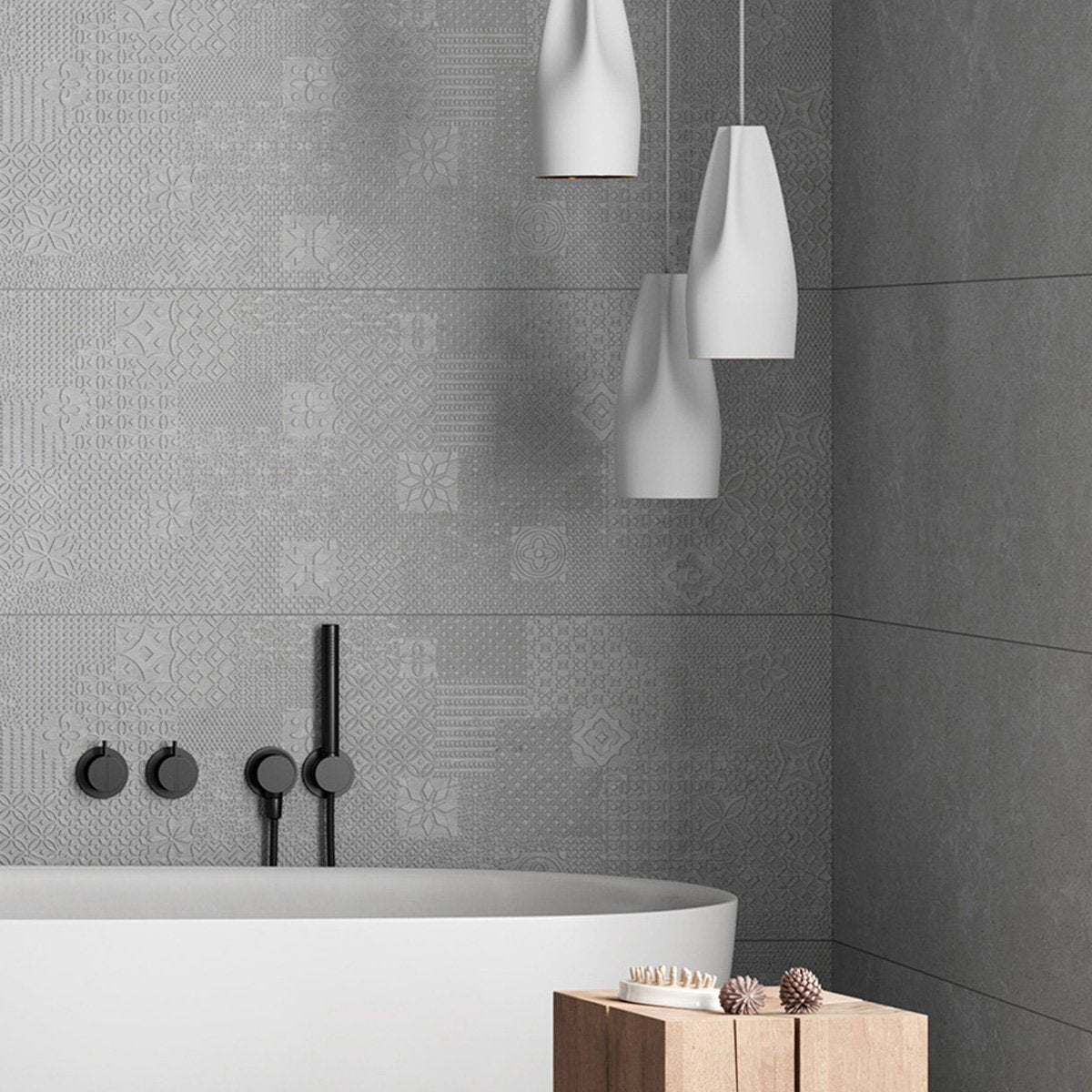 Houston Matt Grey Decor Ceramic Tile 1200x400mm
