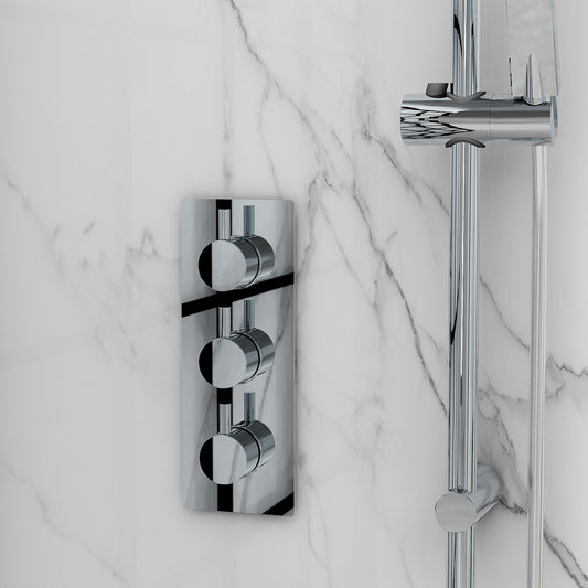 Arco twin outlet three handle thermostatic concealed valve