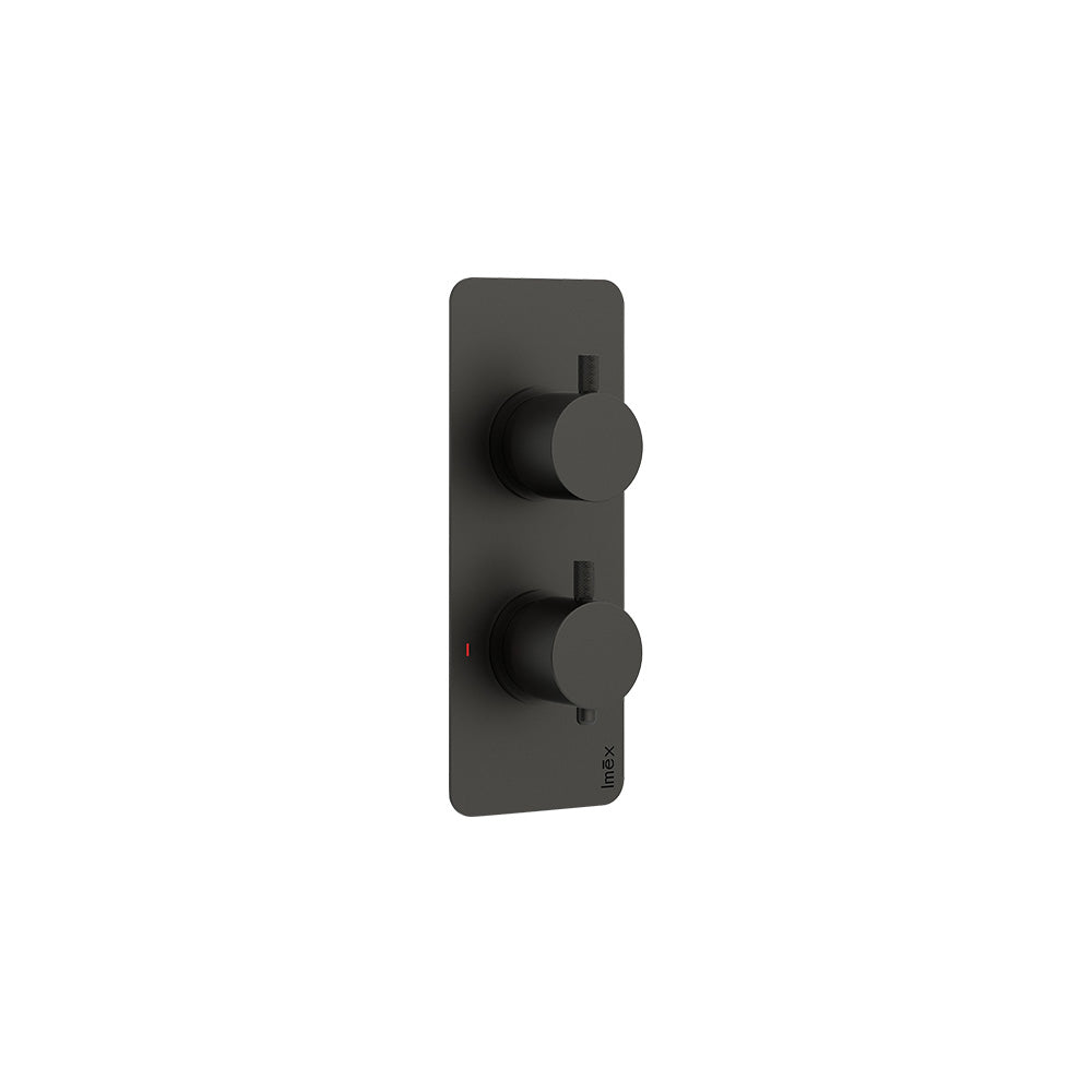Ravine Matt Black Two Handle, Single Outlet, Concealed Thermostatic Shower
