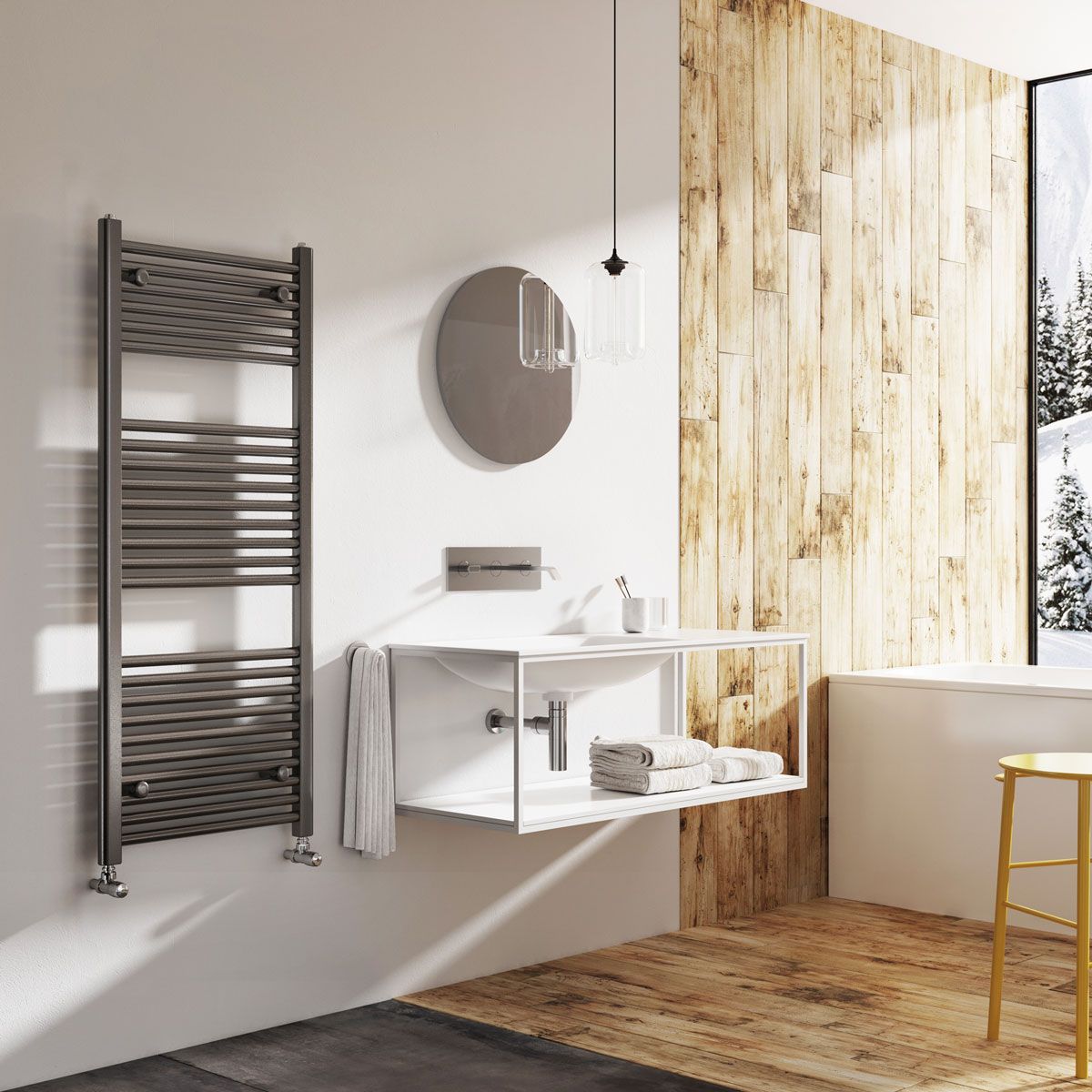 Neptune Anthracite Heated Towel Rail 1200x400mm