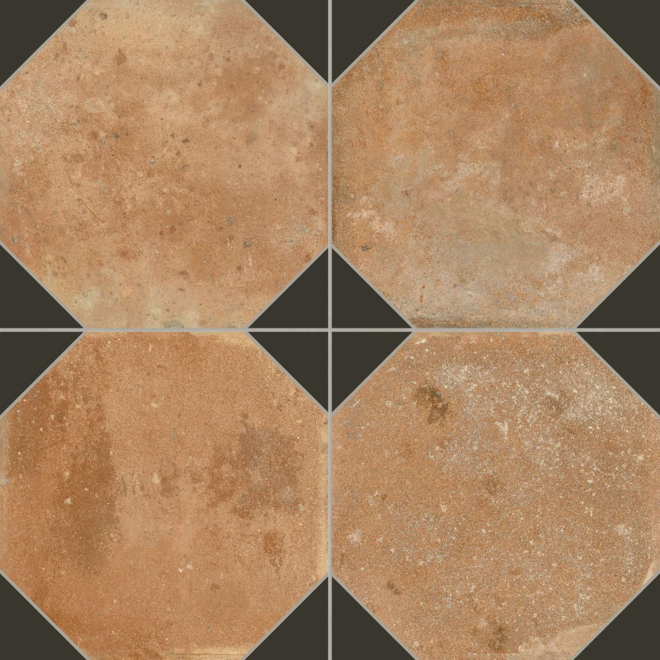Natura Matt Porcelain Black Patterned Terracotta Tile 452x452mm