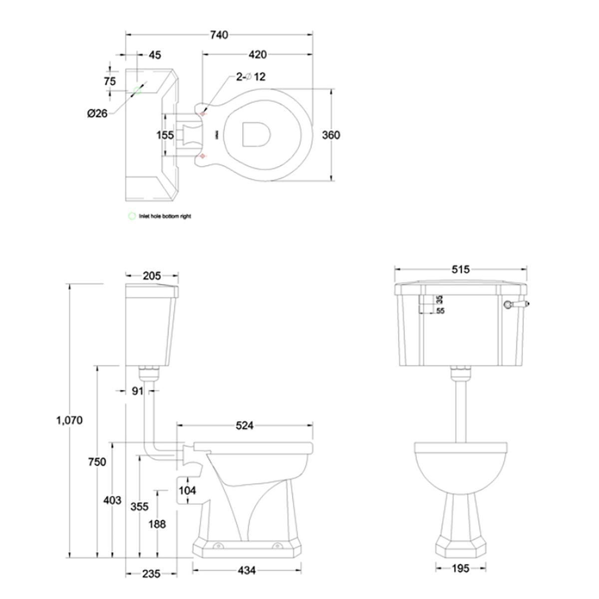 Burlington Low Level Toilet & Ceramic Lever