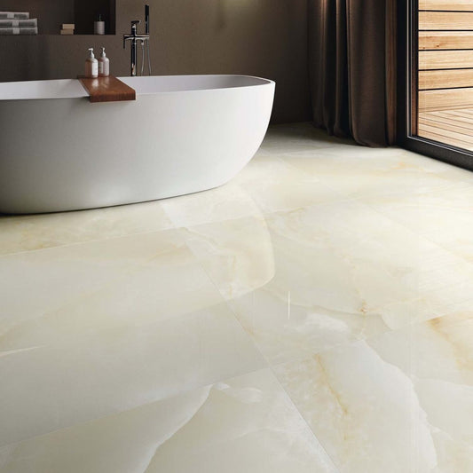 Ophelia Onyx Beige Porcelain Tile 600x1200mm